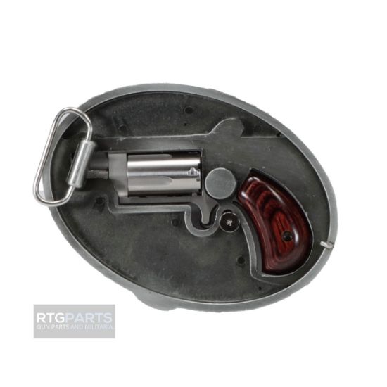 North American Arms, Chuckwagon, Derringer, Single Action Only, Micro Compact, 22 WMR, 1.13" Barrel, Stainless Steel Finish, Rosewood Grips, Fixed Sights, 5 Rounds, Includes Belt Buckle Holster, 744253004001, FFL-NAA-22MS-BBO, RTG Parts