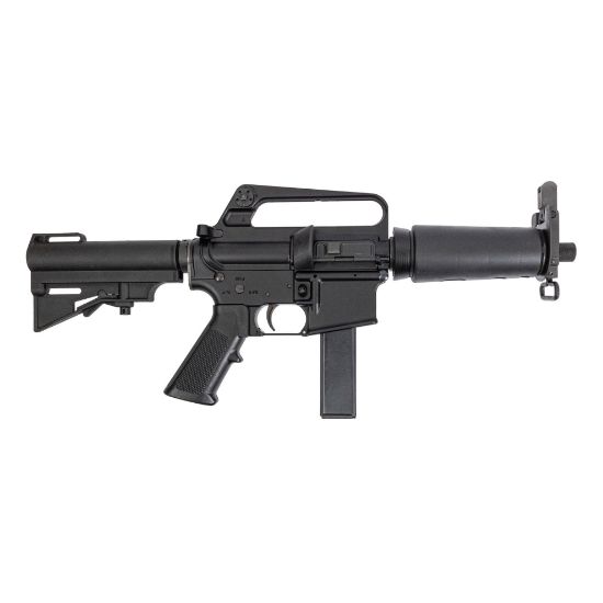 Harrington & Richardson, Retro DOE, Semi-automatic, Striker Fired, Aluminum Frame Pistol, 9MM, 7.5" Threaded Barrel, 5/8X24 Thread Pitch, Anodized Finish, Black, A2 Pistol Grip, HAR-15 Adjustable Pistol Brace, Carry Handle Iron Sights, Manual Safety, 20 Rounds, 1 Magazine, Includes Thread Protector, 810141221291, FFL-HR51655182786, RTG Parts