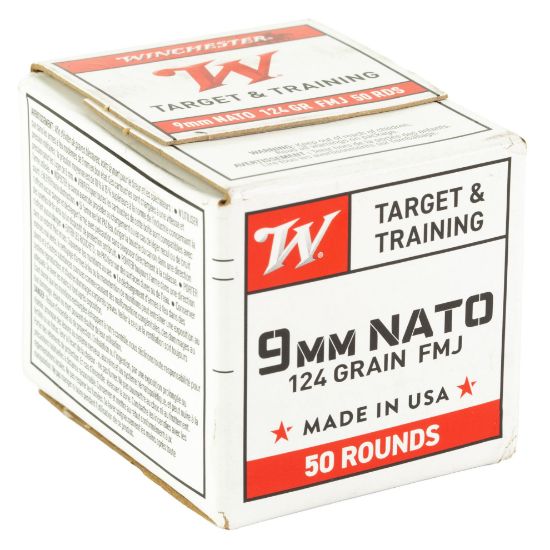 Winchester Ammunition, 9MM NATO 124gr FMJ, W9NATO50, 124 Grain, Full Metal Jacket, 50 Round, 9x19mm, 50rd, FMJ, 020892232617, AMMO-W9NATO50, 9mmammoseek, RTG Parts