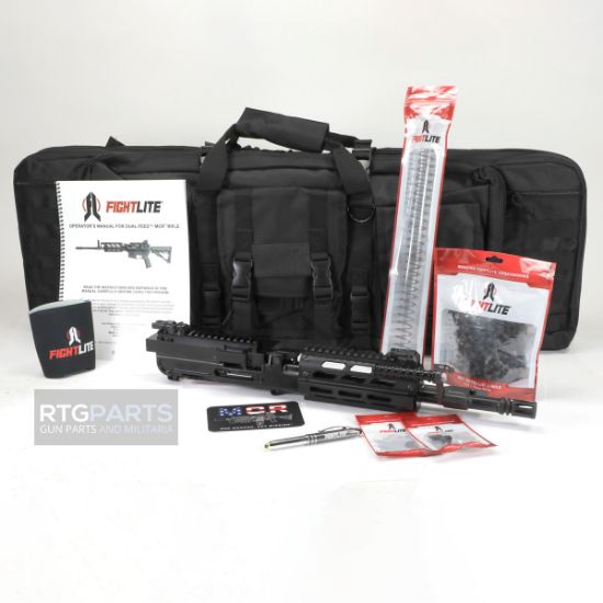FightLite MCR Dual-Feed Upper Receiver Assembly 12.5" MLOK, Mission Configurable Rifle, 5.56 NATO, Quick-Change Barrel, Threaded 1/2X28, Fits AR-15 Lower Receiver, M-LOK Handguard, Adjustable Sight Set, Manganese Phosphate Finish, Black, Includes Buffer, Spacer, Bolt Catch, Adapter and Compensator, Includes (100)-M27 Links, 859714006347, ARR-MCR-060MS, RTG Parts