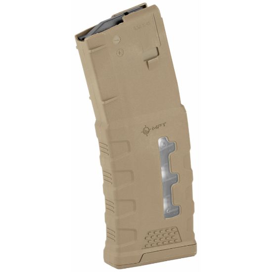 Mission First Tactical, MFT Window EXD SDE Polymer Magazine, 223 Remington/5.56 NATO, .300 AAC Magazine, 30 Rounds, Fits AR Rifles, Polymer, Scortched Dark Earth, Tan, 814002025783, MAG-EXDPM556-W-SDE, RTG Parts