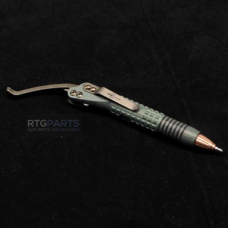 Microtech, Siphon II, Lever Action Pen, Titanium, Antique Green Frag Pattern Titanium with Bronze Titanium Lever, 810222586189, MICROTECH-401-AGFRTIBZCP-MCK, RTG Parts