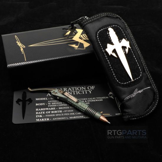 Microtech, Siphon II, Lever Action Pen, Titanium, Antique Green Frag Pattern Titanium with Bronze Titanium Lever, 810222586189, MICROTECH-401-AGFRTIBZCP-MCK, RTG Parts