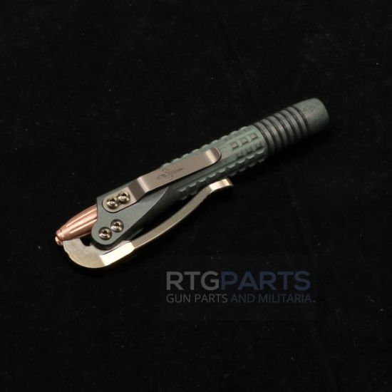Microtech, Siphon II, Lever Action Pen, Titanium, Antique Green Frag Pattern Titanium with Bronze Titanium Lever, 810222586189, MICROTECH-401-AGFRTIBZCP-MCK, RTG Parts