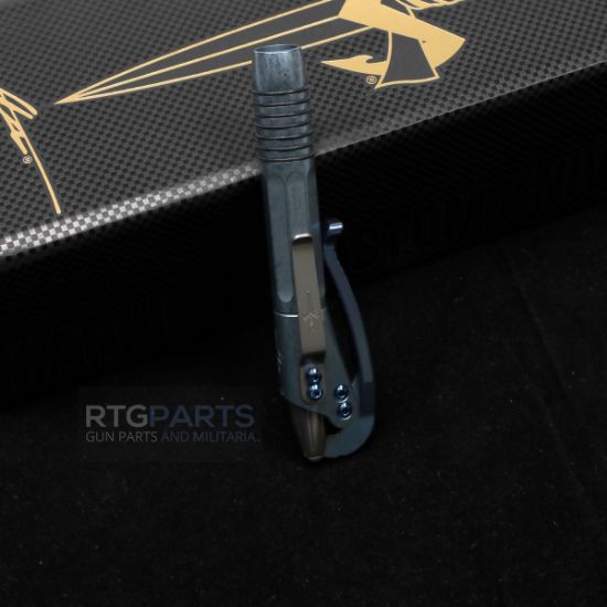 Microtech, Siphon II, Lever Action Pen, Titanium, Ice Blue Slab Side with Blue Titanium Lever, 810222586202, MICROTECH-401-ABSSTIBL-MCK, RTG Parts