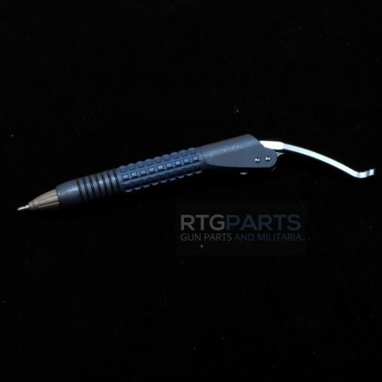 Microtech, Siphon II, Lever Action Pen, Titanium, Antique Blue Frag Pattern Titanium with Blue Titanium Lever, 810222586196, MICROTECH-401-ABFRTIBLAP-MCK, RTG Parts