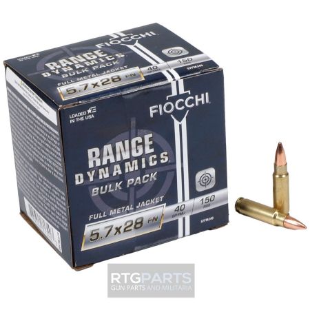 150rd Fiocchi Range Dynamics 5.7x28 40gr FMJ Ammo, 150 Round Box, 762344713403, AMMO-FIO-57FMJ40, RTG Parts
