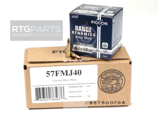150rd Fiocchi Range Dynamics 5.7x28 40gr FMJ Ammo, 150 Round Box, 762344713403, AMMO-FIO-57FMJ40, RTG Parts