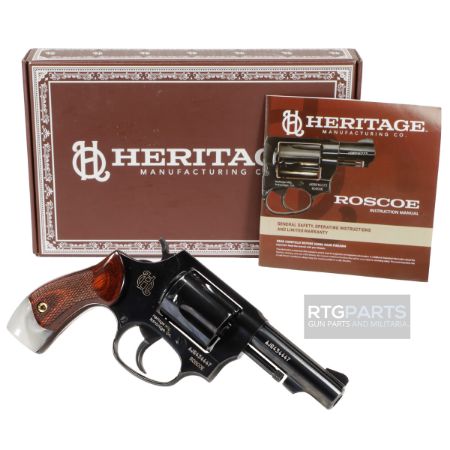 Heritage, Roscoe, TALO Edition, Double/Single Action Revolver, Compact, 38 Special, 3" Barrel, Blued Finish, Black, Rosewood and Pearl Grips, Fixed Sights, 5 Rounds, 727962710166, FFL-HERITAGE-HR38B3RWP, RTG Parts