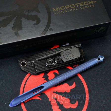 Microtech, Tac-P Mini Spike Penetrator, Titanium Chisel Tip Kubaton Tool, With Glass Breaker, Blue Titanium Finish, Includes Sheath, 122M-MS1, 810222586875, MICROTECH-112M-MS1, RTG Parts