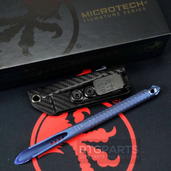 Microtech, Tac-P Mini Spike Penetrator, Titanium Chisel Tip Kubaton Tool, With Glass Breaker, Blue Titanium Finish, Includes Sheath, 122M-MS1, 810222586875, MICROTECH-112M-MS1, RTG Parts