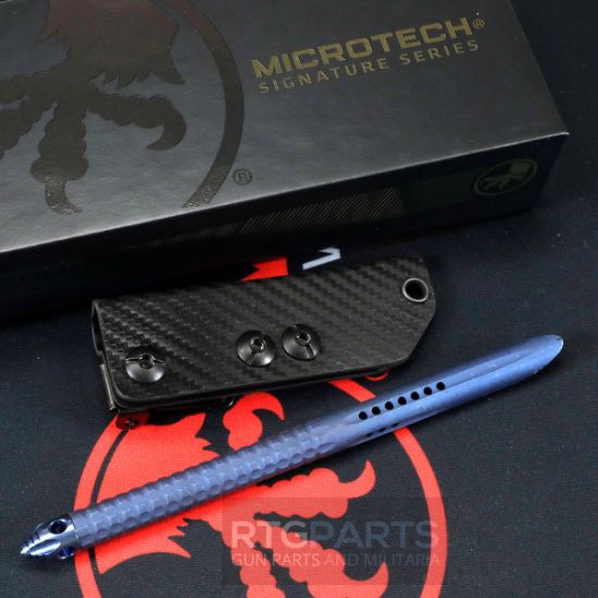 Microtech, Tac-P Mini Spike Penetrator, Titanium Chisel Tip Kubaton Tool, With Glass Breaker, Blue Titanium Finish, Includes Sheath, 122M-MS1, 810222586875, MICROTECH-112M-MS1, RTG Parts