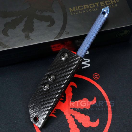 Microtech, Tac-P Mini Spike Penetrator, Titanium Chisel Tip Kubaton Tool, With Glass Breaker, Blue Titanium Finish, Includes Sheath, 122M-MS1, 810222586875, MICROTECH-112M-MS1, RTG Parts
