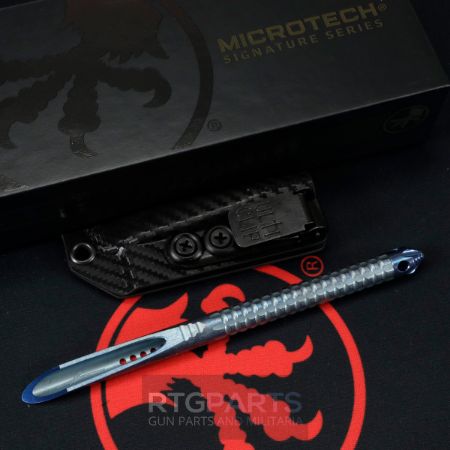 Microtech, Tac-P Mini Spike Penetrator, Titanium Chisel Tip Kubaton Tool, With Glass Breaker, Ice Blue Anodized Titanium, Includes Sheath, 810222586882, MICROTECH-112M-MS3, RTG Parts
