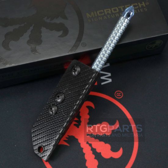 Microtech, Tac-P Mini Spike Penetrator, Titanium Chisel Tip Kubaton Tool, With Glass Breaker, Ice Blue Anodized Titanium, Includes Sheath, 810222586882, MICROTECH-112M-MS3, RTG Parts