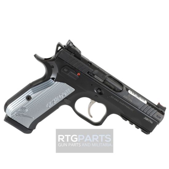 CZ, Shadow 2 Compact, Double Action/Single Action, Semi-automatic, Metal Frame Pistol, 9MM, Matte Finish, Black, Ice Blue / Light Blue Aluminum Grips, Manual Safety, Optics Cut Slide, Red Fiber Optic Front Sight/ Adjustable Rear, 15 Rounds, 2 Magazines, 806703912523, FFL-CZ-91252, RTG Parts
