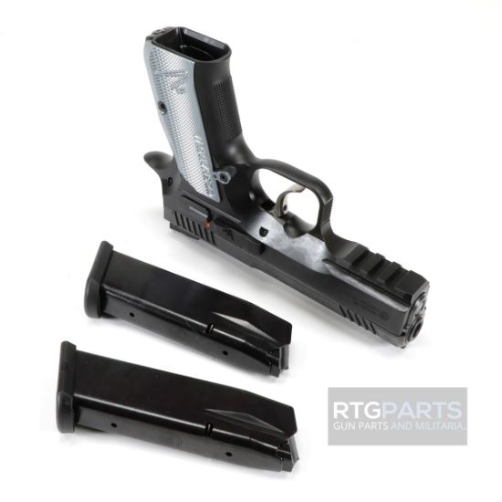 CZ, Shadow 2 Compact, Double Action/Single Action, Semi-automatic, Metal Frame Pistol, 9MM, Matte Finish, Black, Ice Blue / Light Blue Aluminum Grips, Manual Safety, Optics Cut Slide, Red Fiber Optic Front Sight/ Adjustable Rear, 15 Rounds, 2 Magazines, 806703912523, FFL-CZ-91252, RTG Parts