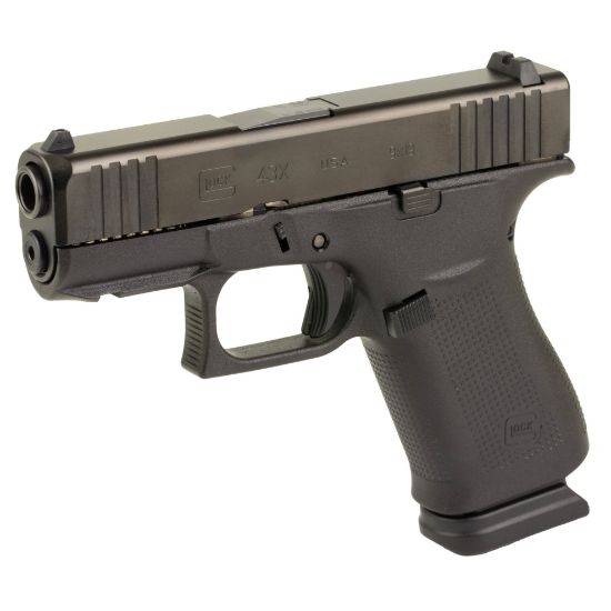 GLOCK, 43X, Striker Fired, Semi-automatic, Polymer Frame Pistol, Sub-Compact, 9MM, 3.41" Barrel, GLOCK Marksman Barrel, nDLC Finish, Black, Front Rail, No Finger Grooves, Fixed Sights, 15 Rounds, 2 Magazines, 764503073519, FFL-GLOCK-UX4350203FR, RTG Parts