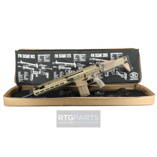 FN America, SCAR 17S FDE, Semi-automatic Rifle, 308 Winchester/7.62 NATO, 16.25" Barrel, Flat Dark Earth, Adjustable Stock, M-LOK Rail System, 20 Rounds, Includes Vertical Foregrip, Piston Removal Tool, and Soft Case with Modular Inserts, 845737019921, FFL-FN-38-102017-200, RTG Parts