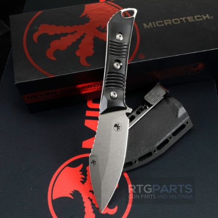 Picture of MICROTECH / BORKA, ALWAYS SURVIVE FIXED BLADE KNIFE 4.45" STONEWASH G10 BLACK 96-10BK