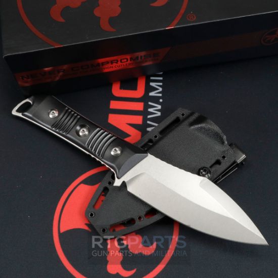 Picture of MICROTECH / BORKA, ALWAYS SURVIVE FIXED BLADE KNIFE 4.45" STONEWASH G10 BLACK 96-10BK
