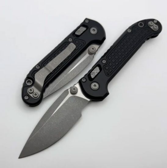 Microtech LUDT RAM-LOK Manual Folding Knife, S/E 3.5 Inch Drop Point MK390 Blade, Apocalyptic Finish, Aluminum Frag Pattern Grips, Black, Large Underwater Demolition Team (L.U.D.T.), Made in the USA, 810222585168, MICROTECH-1135RL-10APFR, RTG Parts
