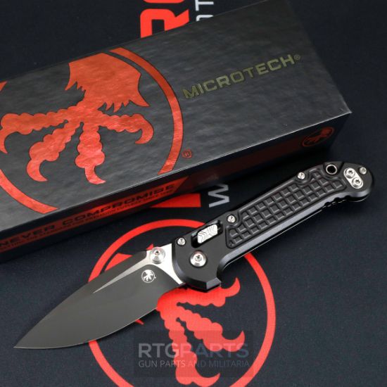 Picture of MICROTECH LUDT RAM-LOK KNIFE, S/E 3.45" TACTICAL BLACK, BLACK ALUM FRAG 1135RL-1FR
