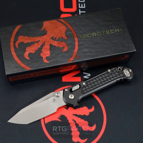Picture of MICROTECH LUDT RAM-LOK KNIFE, T/E 3.45" APOCALYPTIC, BLACK ALUM FRAG 1136RL-10APFR
