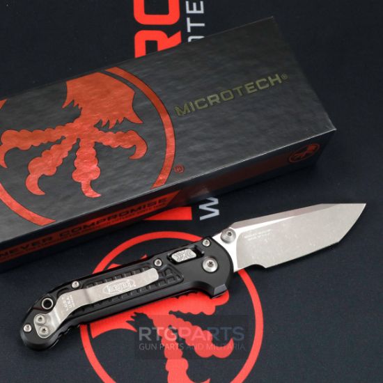 Picture of MICROTECH LUDT RAM-LOK KNIFE, T/E 3.45" APOCALYPTIC, BLACK ALUM FRAG 1136RL-10APFR