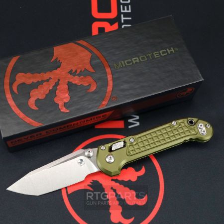 Picture of MICROTECH LUDT RAM-LOK KNIFE, T/E 3.45" STONEWASH, OD GREEN ALUM FRAG 1136RL-10FROD