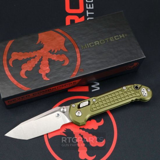 Picture of MICROTECH LUDT RAM-LOK KNIFE, T/E 3.45" STONEWASH, OD GREEN ALUM FRAG 1136RL-10FROD