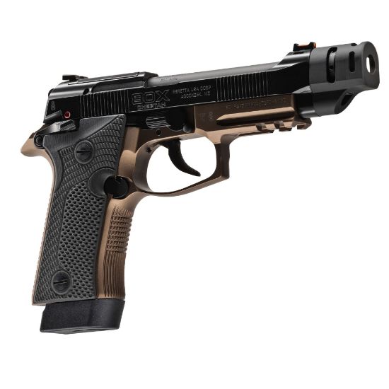 Beretta, 80X Cheetah, Tactical Bronze, Semi-automatic, Double Action/Single Action, Compact, Metal Frame Pistol, 380 ACP, 4.4" Threaded Barrel with Compensator, Fiber Optic Sights, Manual Safety, Black Slide with Bronze Frame, 15 Rounds, 3 Magazines, 082442988962, FFL-BERETTA-J80XTACLED15, RTG Parts