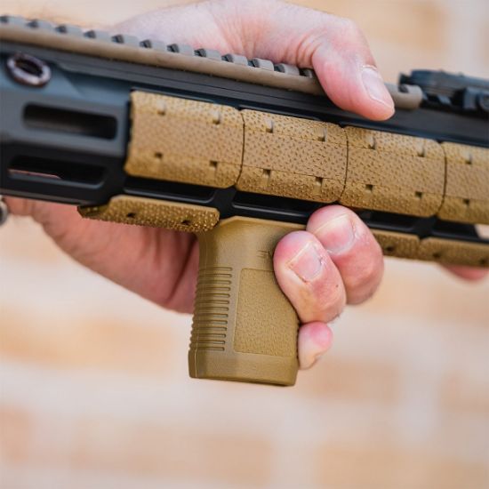 Magpul, Short Vertical Grip, MCB, Fits Octagonal Aluminum M-LOK Handguards, 2 Slots, Matte Finish, Medium Coyote Brown, 840815151326, MP-MAG1567-MCB, RTG Parts