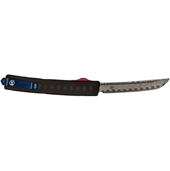Normandy Knives, Shogun, Out The Front Automatic, 3.5" Curved Damascus Blade, Aluminum Body, Black, OTF, NK-SHOGUN-BLACK, RTG Parts