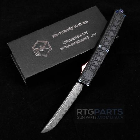 Picture of NORMANDY KNIVES SHOGUN DAMASCUS OTF AUTO KNIFE 3.5" BLACK