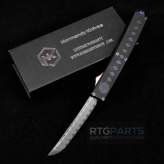 Picture of NORMANDY KNIVES SHOGUN DAMASCUS OTF AUTO KNIFE 3.5" BLACK