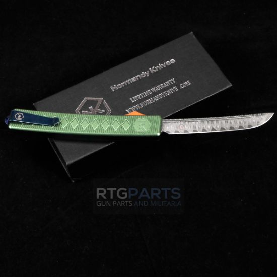Picture of NORMANDY KNIVES SHOGUN DAMASCUS OTF AUTO KNIFE 3.5" GREEN