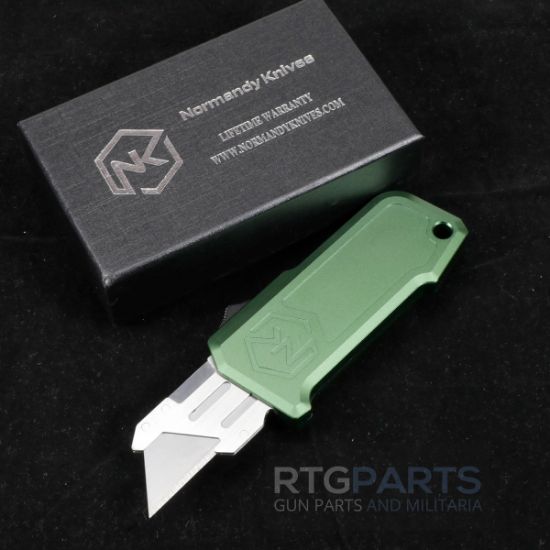 Normandy Knives, Occam's OTF, Out The Front Automatic, Replaceable Razor Blade Knife, Takes Standard Razor Blades, Aluminum Body, OD Green, OTF, NK-OCCAM-Green, RTG Parts