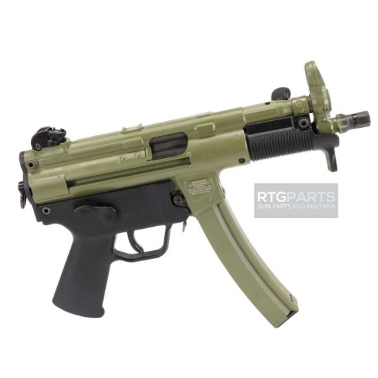 HK SP5K-PDW Bazooka Green Edition With Free Side Folding Brace, Heckler & Koch, SP5K, Pistol, Semi-automatic, 9MM, Threaded Barrel, Steel Receiver, Black, Polymer Pistol Grip, Iron Sights, 2x 30rd Mags, Ambidextrous, 642230276352, FFL-HKK-81000463, RTG Parts