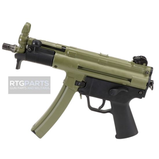 HK SP5K-PDW Bazooka Green Edition With Free Side Folding Brace, Heckler & Koch, SP5K, Pistol, Semi-automatic, 9MM, Threaded Barrel, Steel Receiver, Black, Polymer Pistol Grip, Iron Sights, 2x 30rd Mags, Ambidextrous, 642230276352, FFL-HKK-81000463, RTG Parts