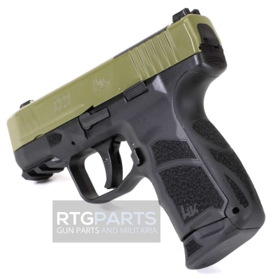HK CC9 12rd Bazooka Green, Heckler & Koch, Semi-automatic, Striker Fired, Polymer Framed Pistol, Sub-Compact, 9MM, 3.32" Barrel, Front Night Sight, 12 Rounds, (1)-12 Round and (1)-10 Round Magazine, 642230275133, FFL-HKK-81001401, RTG Parts