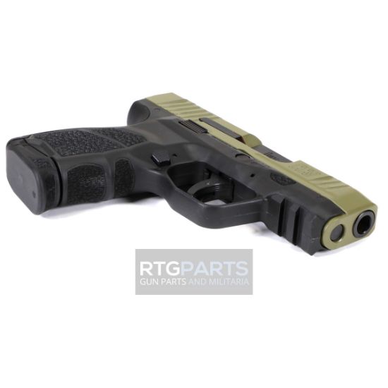 HK CC9 12rd Bazooka Green, Heckler & Koch, Semi-automatic, Striker Fired, Polymer Framed Pistol, Sub-Compact, 9MM, 3.32" Barrel, Front Night Sight, 12 Rounds, (1)-12 Round and (1)-10 Round Magazine, 642230275133, FFL-HKK-81001401, RTG Parts