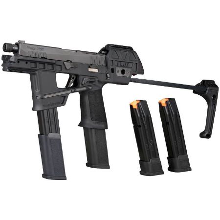Sig Sauer, P320 FLUX TACOPS, Striker Fired, Semi-automatic, Polymer Frame Pistol, Full Size, 9MM, 5.5" Threaded Barrel, 1/2X28 Thread Pitch, Nitron Finish, Black, X-RAY3 Day/Night Sights, Stabilizing Brace, Flared Magwell, Picatinny Optic Mounting System, 4 Magazines, (2)-30 Round and (2)-21 Round Steel Magazines, 798681716944, FFL-SIG-320FLUX-9-TACOPS-TB, RTG Parts