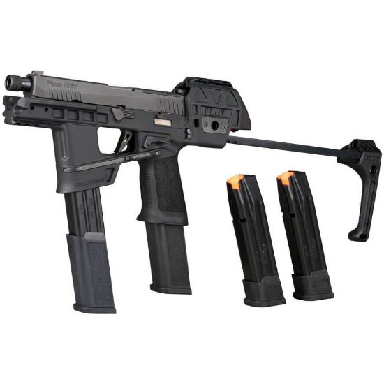Sig Sauer, P320 FLUX TACOPS, Striker Fired, Semi-automatic, Polymer Frame Pistol, Full Size, 9MM, 5.5" Threaded Barrel, 1/2X28 Thread Pitch, Nitron Finish, Black, X-RAY3 Day/Night Sights, Stabilizing Brace, Flared Magwell, Picatinny Optic Mounting System, 4 Magazines, (2)-30 Round and (2)-21 Round Steel Magazines, 798681716944, FFL-SIG-320FLUX-9-TACOPS-TB, RTG Parts