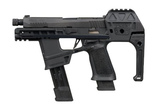 Sig Sauer, P320 FLUX TACOPS, Striker Fired, Semi-automatic, Polymer Frame Pistol, Full Size, 9MM, 5.5" Threaded Barrel, 1/2X28 Thread Pitch, Nitron Finish, Black, X-RAY3 Day/Night Sights, Stabilizing Brace, Flared Magwell, Picatinny Optic Mounting System, 4 Magazines, (2)-30 Round and (2)-21 Round Steel Magazines, 798681716944, FFL-SIG-320FLUX-9-TACOPS-TB, RTG Parts
