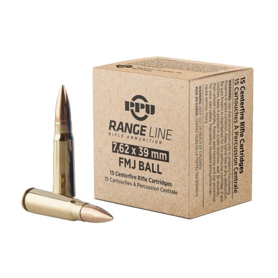 Prvi Partizan, Range Line, 7.62X39, 123 Grain, Full Metal Jacket, 15 Round Box, PPU, M67, 15rd, 123gr, FMJ, AK Food, AMMO-PPR739, RTG Parts