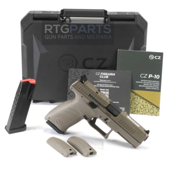 CZ P-10C OR FDE, Optic Ready, Compact, 9MM, 4.02" Barrel, Flat Dark Earth Finish, Polymer Frame, Ambidextrous, 15rd Magazine, Bundeswehr Pistol, New German Army Sidearm, 806703915777, FFL-CZ-91577, RTG Parts
