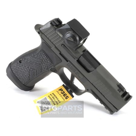 Sig Sauer, P365 AXG LEGION, Striker Fired, Semi-automatic, Metal Frame Pistol, Sub-Compact, 9MM, 3.1" Barrel, Cerakote Finish, Legion Gray, AXG Grip Module, G10 Grips, XRAY3 Day/Night Sights, Romeo-X SIG-LOC Compact Optic, Slide Integrated Expansion Chamber, 17 Rounds, 3 Magazines, Xmacro, 798681725236, FFL-SIG-365AXGCA-9-LEGION-RXSL, RTG Parts