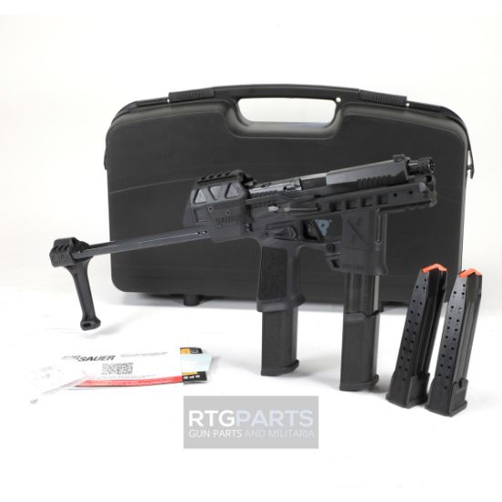 Sig Sauer, P320 FLUX TACOPS, Striker Fired, Semi-automatic, Polymer Frame Pistol, Full Size, 9MM, 5.5" Threaded Barrel, 1/2X28 Thread Pitch, Nitron Finish, Black, X-RAY3 Day/Night Sights, Stabilizing Brace, Flared Magwell, Picatinny Optic Mounting System, 4 Magazines, (2)-30 Round and (2)-21 Round Steel Magazines, 798681716944, FFL-SIG-320FLUX-9-TACOPS-TB, RTG Parts