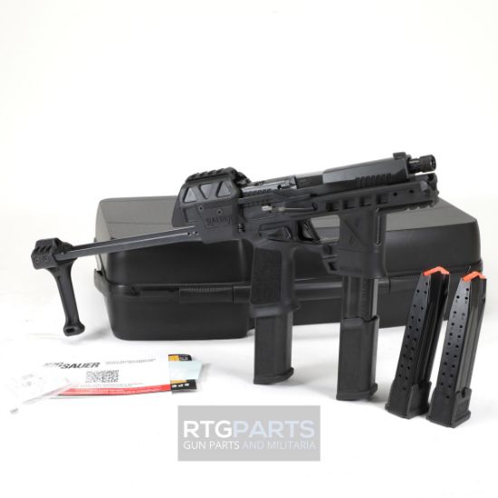 Sig Sauer, P320 FLUX TACOPS, Striker Fired, Semi-automatic, Polymer Frame Pistol, Full Size, 9MM, 5.5" Threaded Barrel, 1/2X28 Thread Pitch, Nitron Finish, Black, X-RAY3 Day/Night Sights, Stabilizing Brace, Flared Magwell, Picatinny Optic Mounting System, 4 Magazines, (2)-30 Round and (2)-21 Round Steel Magazines, 798681716944, FFL-SIG-320FLUX-9-TACOPS-TB, RTG Parts